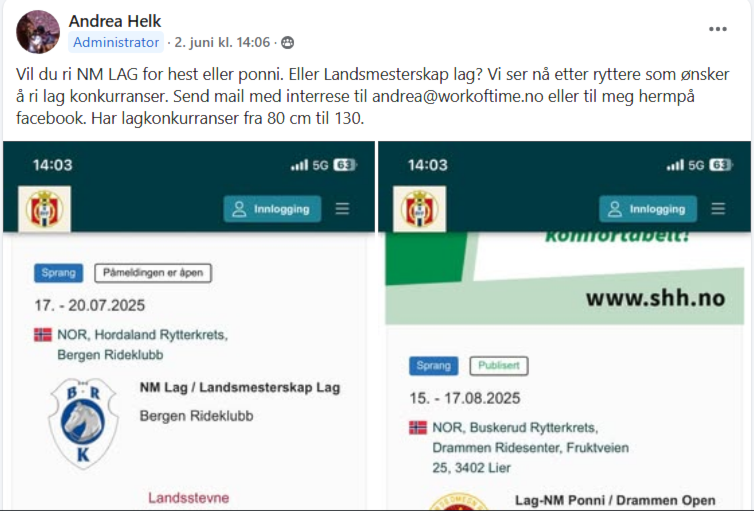 Image for Er du interessert i å ri på lag?